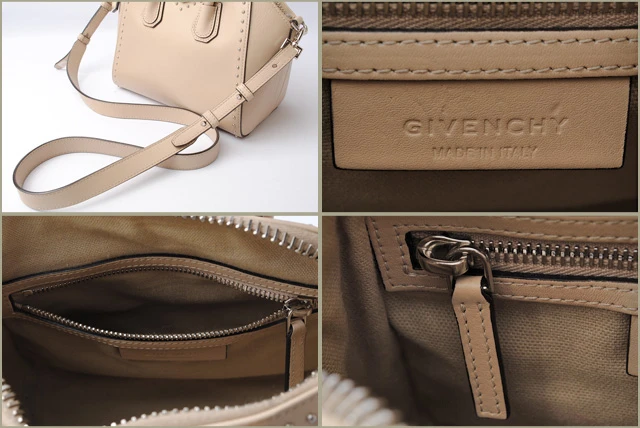 Givenchy Calfskin Mini Studded Antigona Beige Buff Shoulder Bag