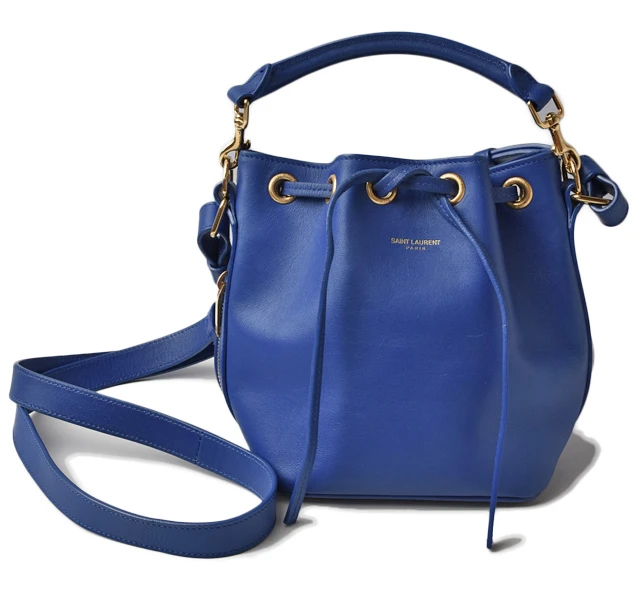 Saint Laurent Calfskin Small Emmanuelle blue Marjorelle Bucket Bag