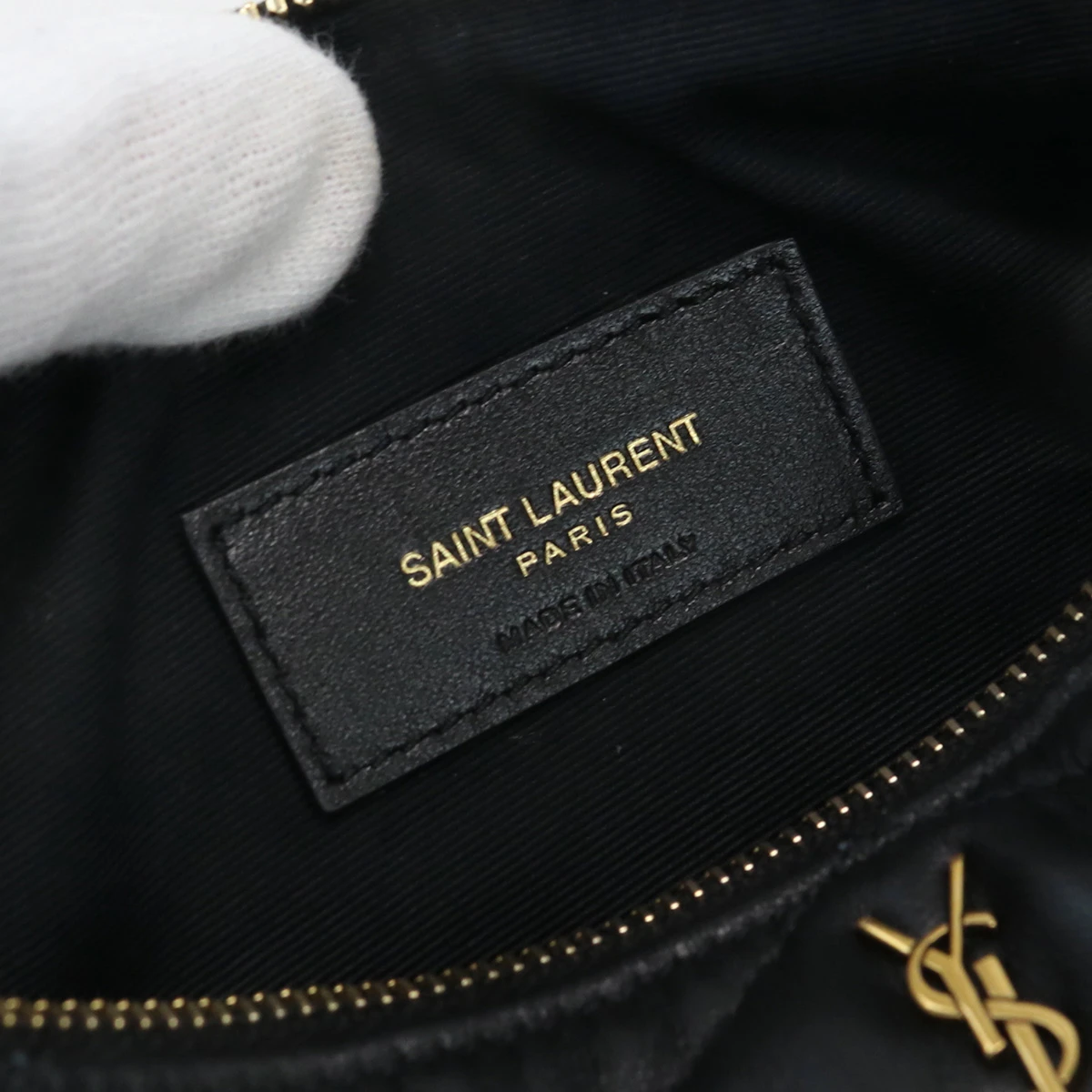 Saint Laurent Black Lambskin Leather Mini Sade Tube Bag