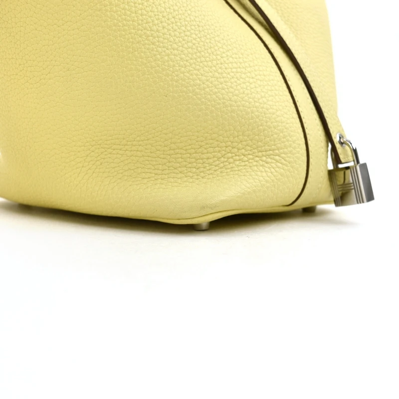 Hermes (Stamp X) Picotin Lock PM  Yellow Silver Hardware Taurillon Clemence