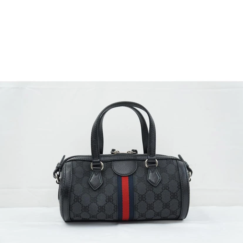 Balenciaga x Gucci Black Canvas and Leather The Hacker Project Boston Bag