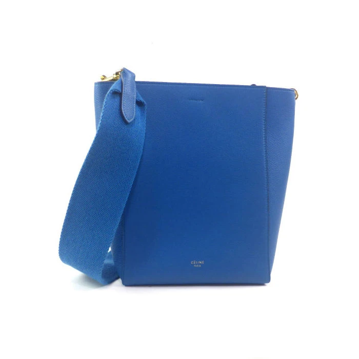 Celine Teel Blue Leather Small Sangle Bucket Bag