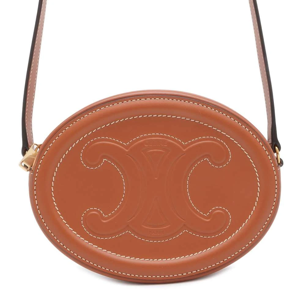 Celine Brown Leather Oval Pulse Crossbody Bag