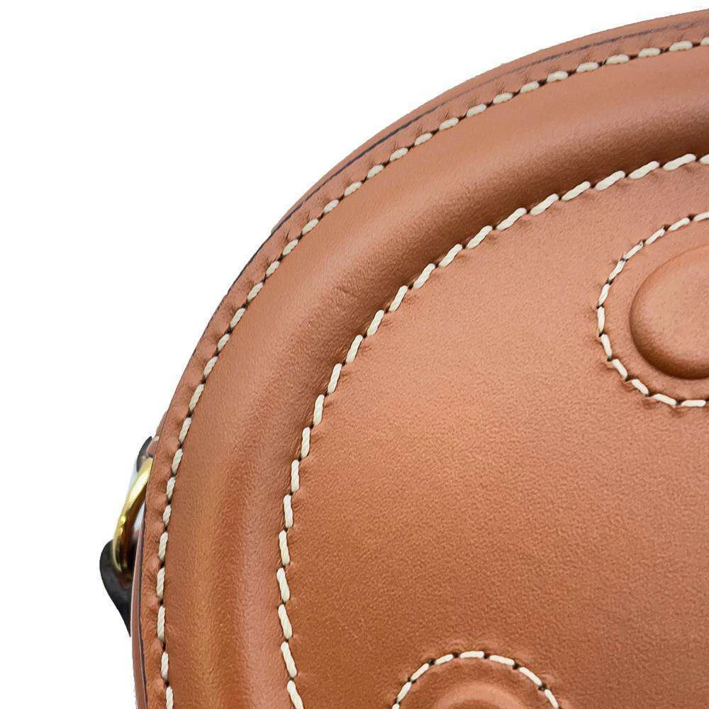 Celine Brown Leather Oval Pulse Crossbody Bag