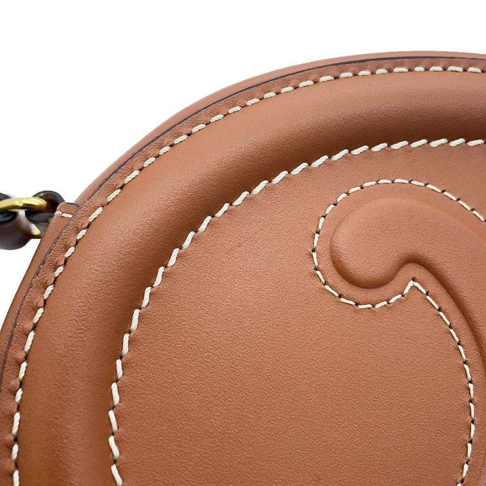 Celine Brown Leather Oval Pulse Crossbody Bag