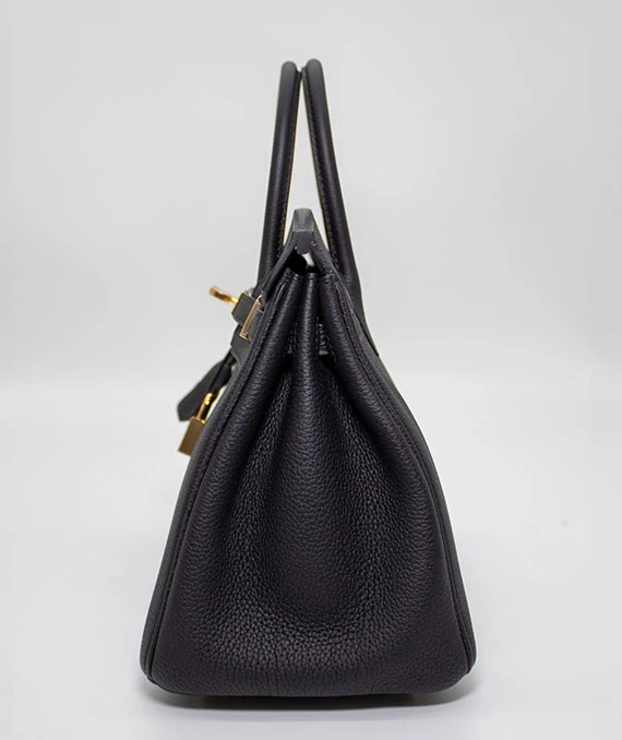 Hermes Birkin (Stamp U) Size 25 Togo Leather handbag in Black with Gold ...