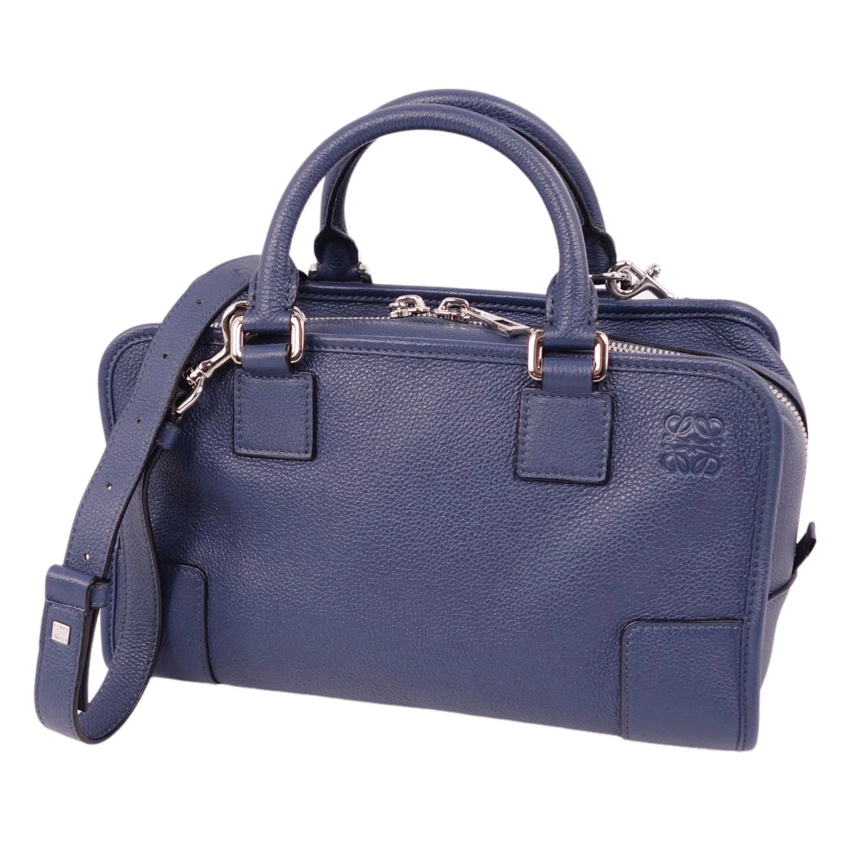 Loewe Navy Blue Anagram Leather Amazona 28 Bag