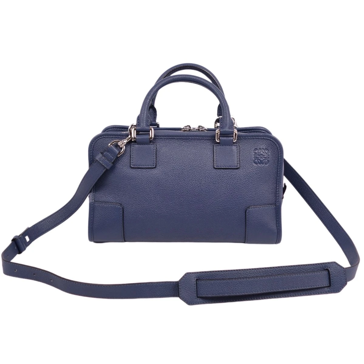 Loewe Navy Blue Anagram Leather Amazona 28 Bag