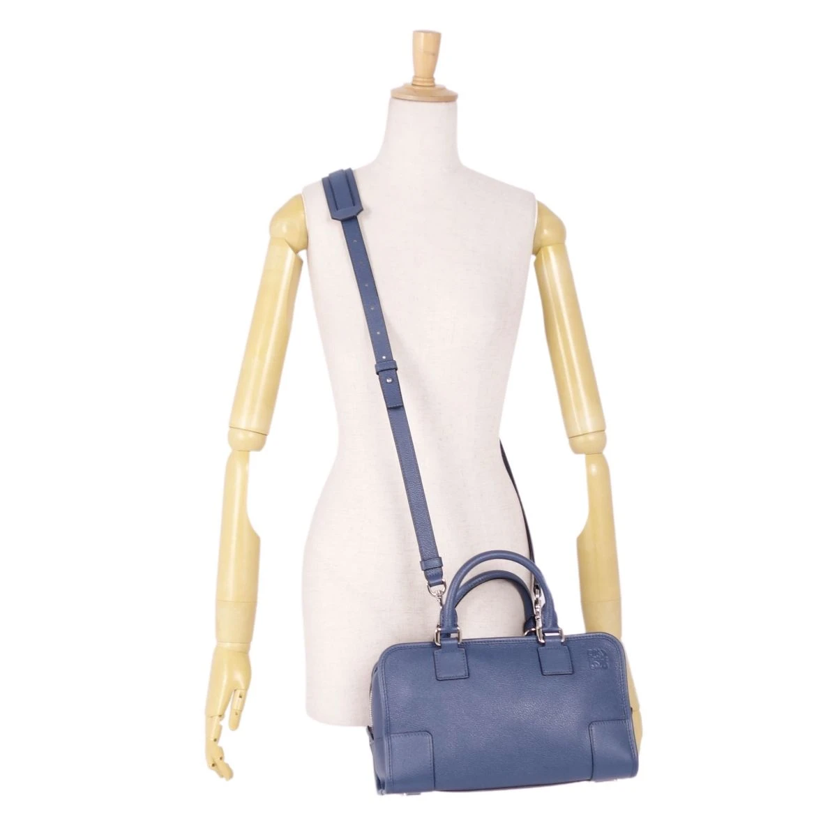 Loewe Navy Blue Anagram Leather Amazona 28 Bag