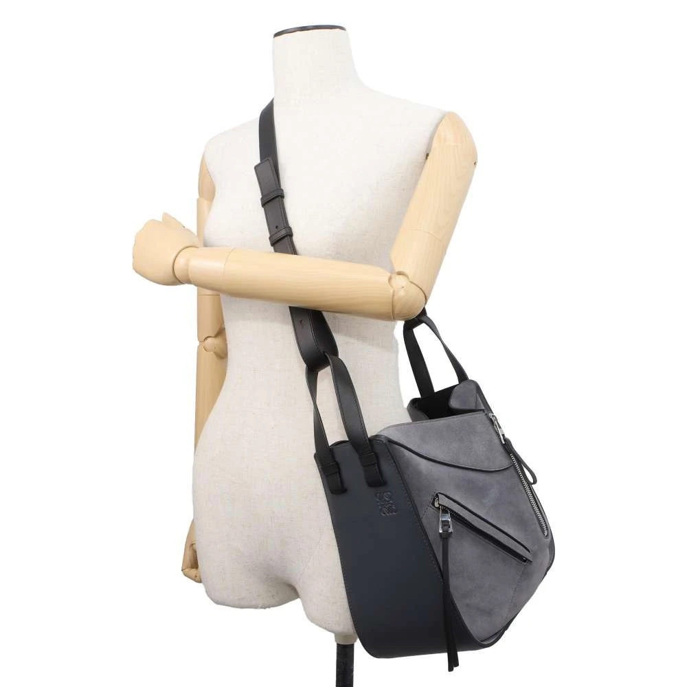 Loewe Grey Leather and Suede Small Hammock Tote Bag