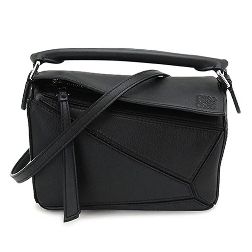 Loewe Black Leather Mini Puzzle Shoulder Bag