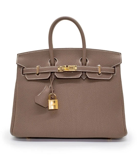 Hermes Birkin (Stamp U) Size 25 Togo Leather handbag in Etoupe with ...