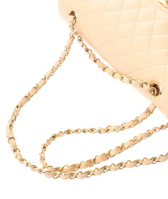 CHANEL Matelasse Classic Beige Color Handbag with Gold Hardware