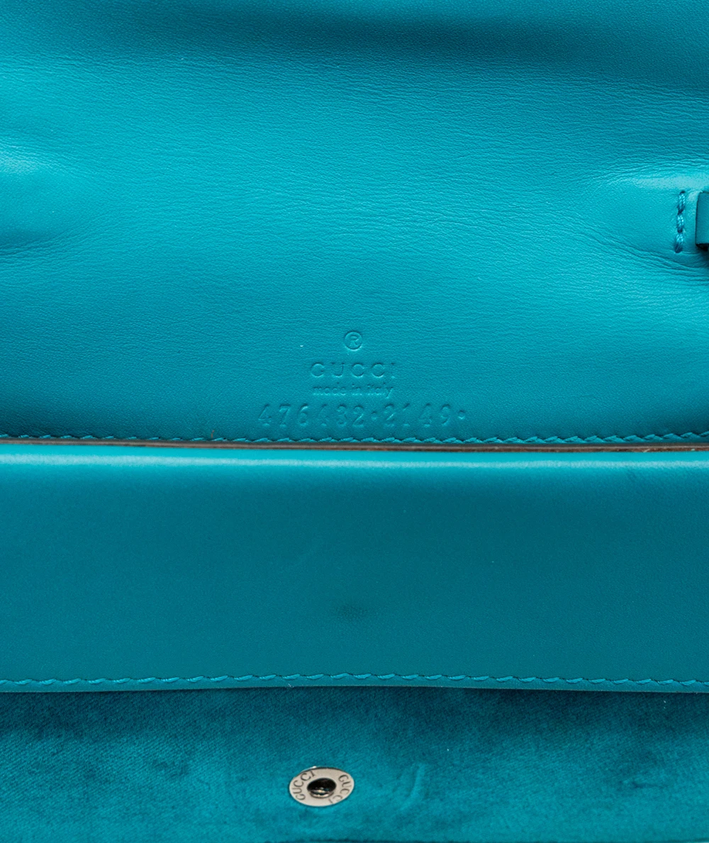 Gucci Teal Velvet and Leather Super Mini Dionysus Shoulder Bag