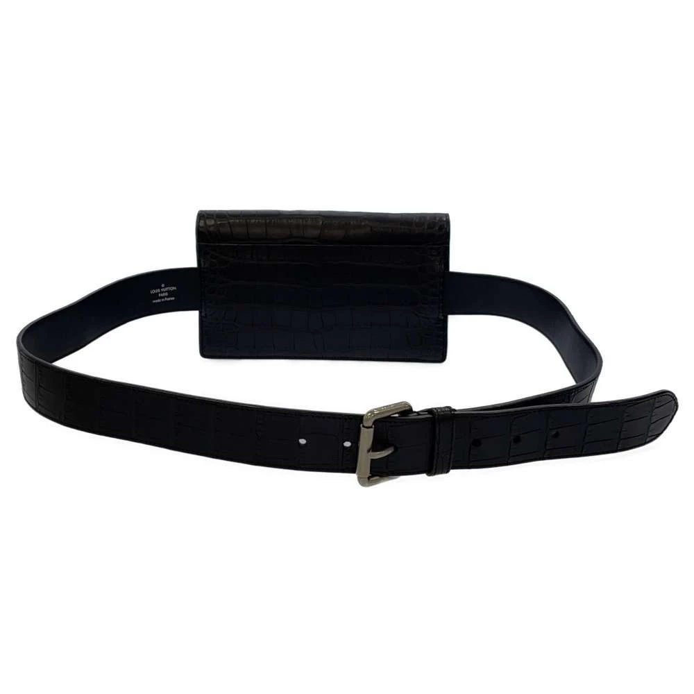 Louis Vuitton Black Crocodile Alligator Leather Waist Belt Bag