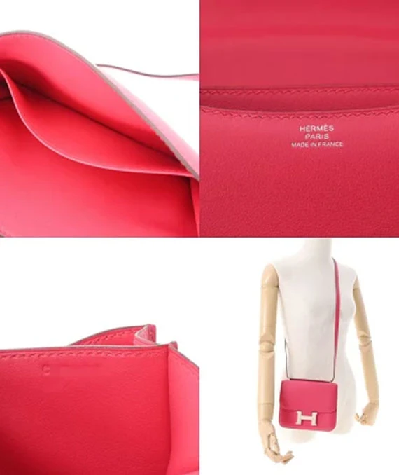Hermes 2018 Constance 18 Swift Leather Handbag in Rose Extreme with Palladium hardware