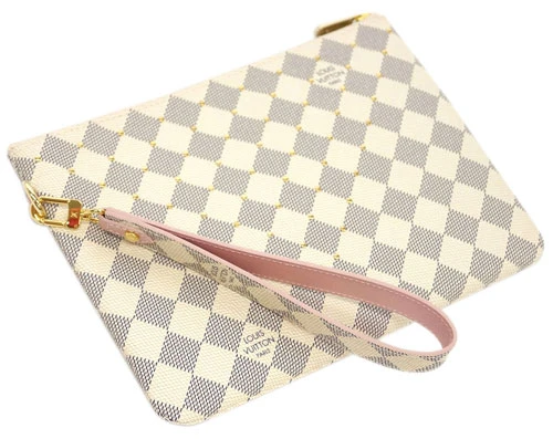 Louis Vuitton Damier Azur Canvas City Pochette Studded Rose Ballerine Clutch Bag