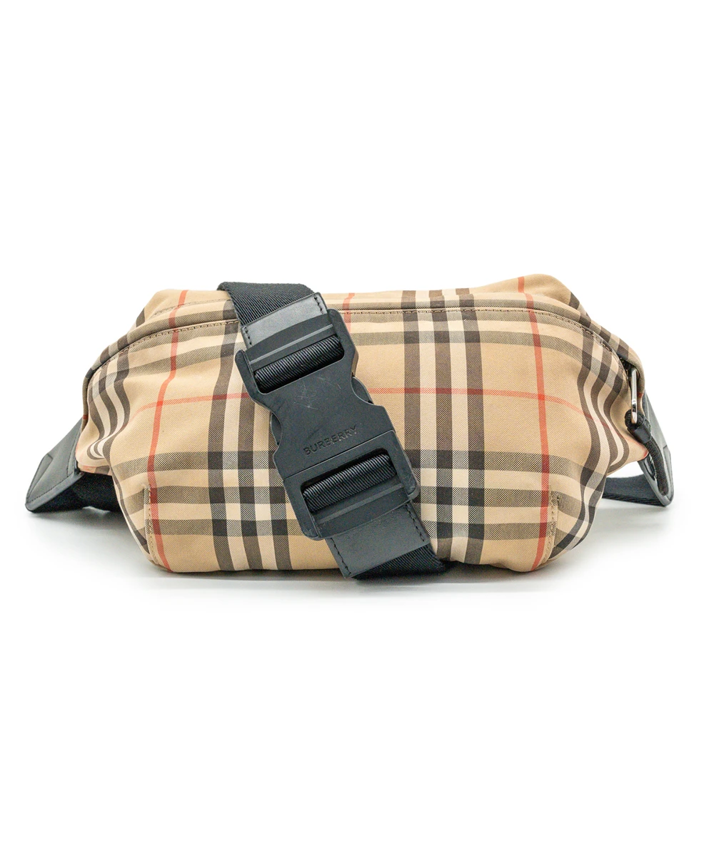 Burberry Beige/Black Vintage Check Fabric and Leather Sonny Bum Bag