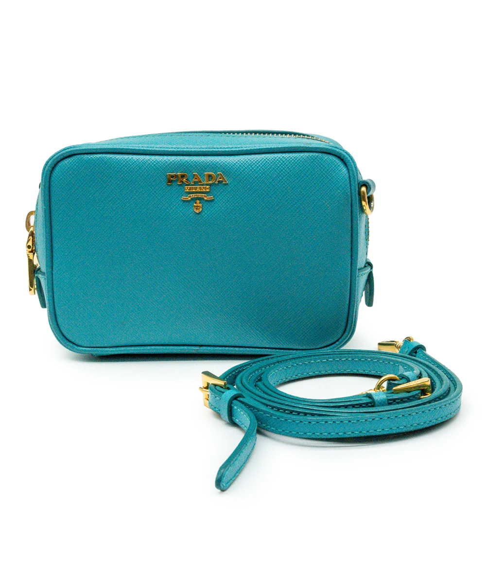 Prada Teal Saffiano Leather Crossbody Bag