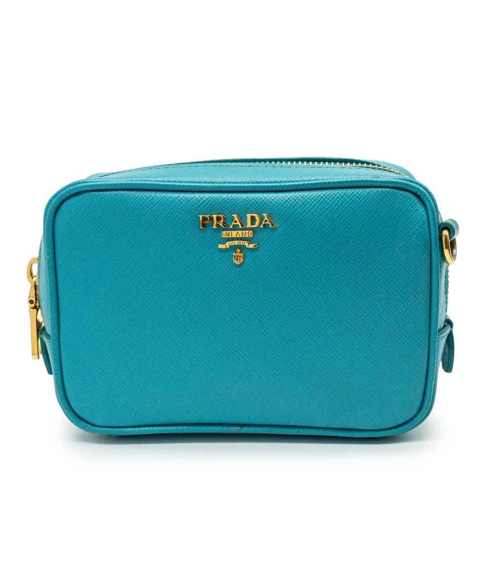 Prada Teal Saffiano Leather Crossbody Bag