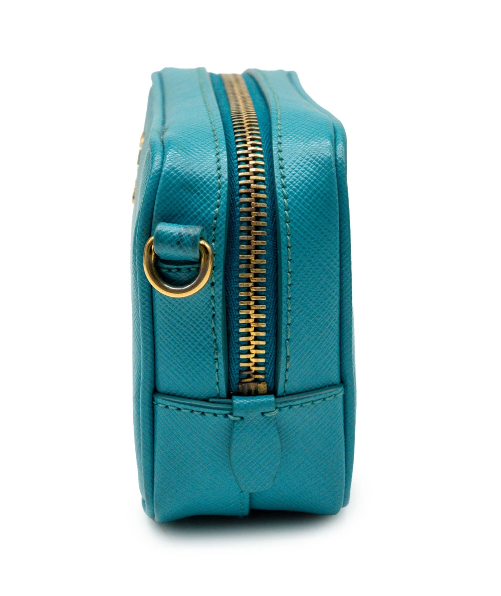 Prada Teal Saffiano Leather Crossbody Bag