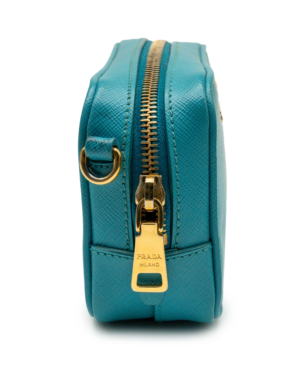 Prada Teal Saffiano Leather Crossbody Bag