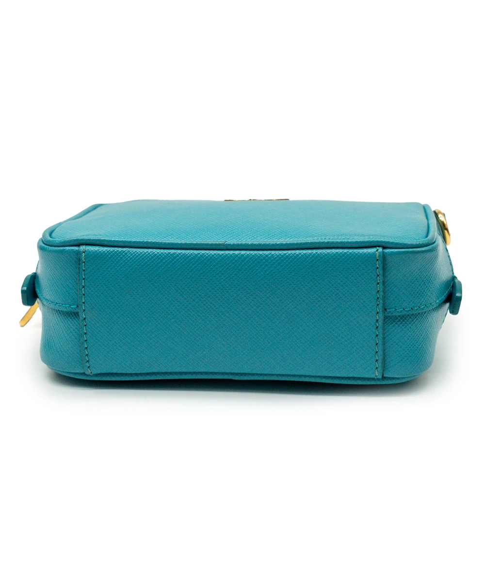 Prada Teal Saffiano Leather Crossbody Bag