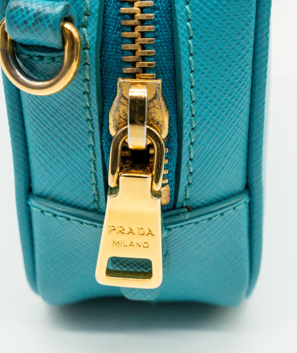 Prada Teal Saffiano Leather Crossbody Bag