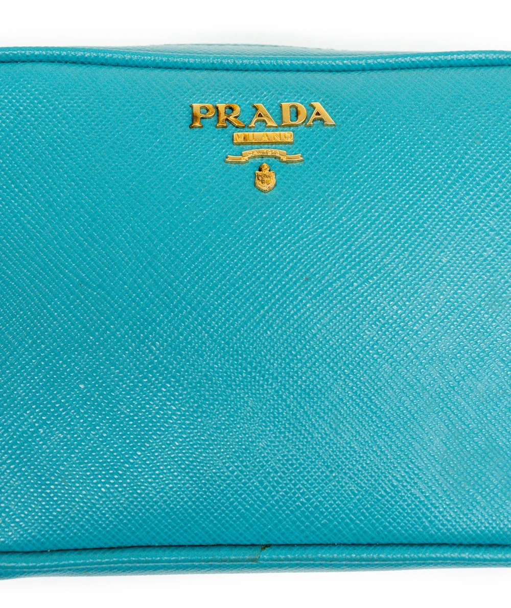 Prada Teal Saffiano Leather Crossbody Bag