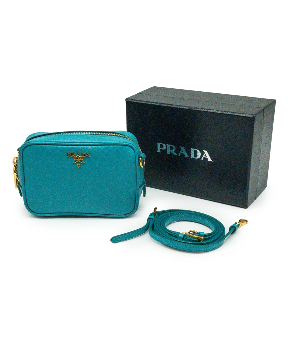 Prada Teal Saffiano Leather Crossbody Bag