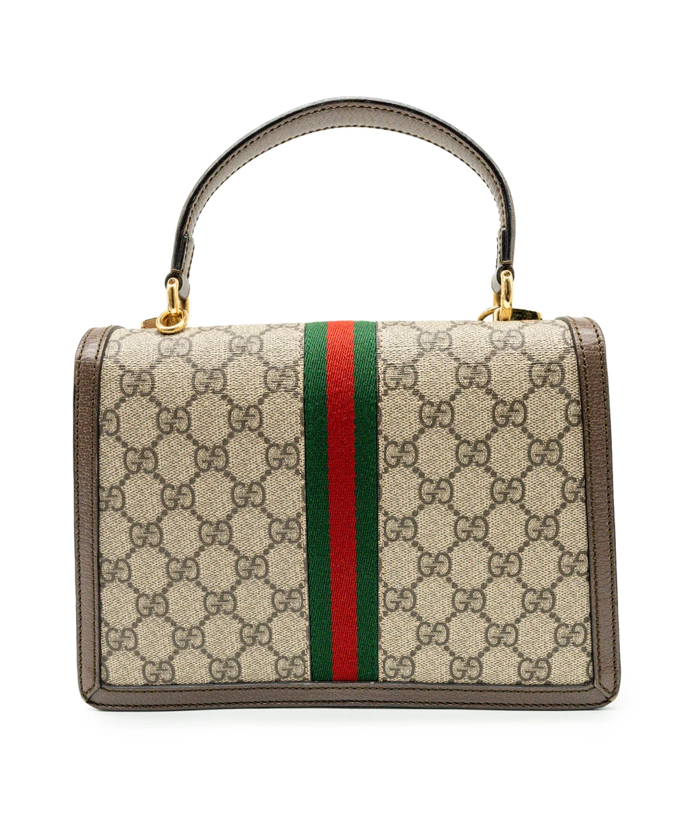 Gucci Small Ophidia Web Top Handle Bag in GG Supreme Canvas & Leather