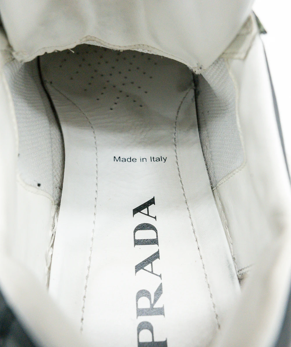 Prada Size 39 White and Black Downtown Leather Women's Sneakers