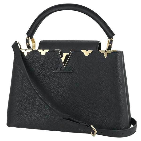 Louis Vuitton Black Tryon Leather Capucines MM Bag