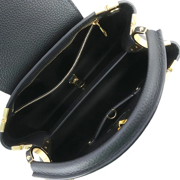 Louis Vuitton Black Tryon Leather Capucines MM Bag