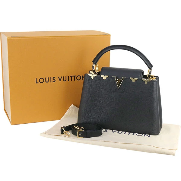 Louis Vuitton Black Tryon Leather Capucines MM Bag