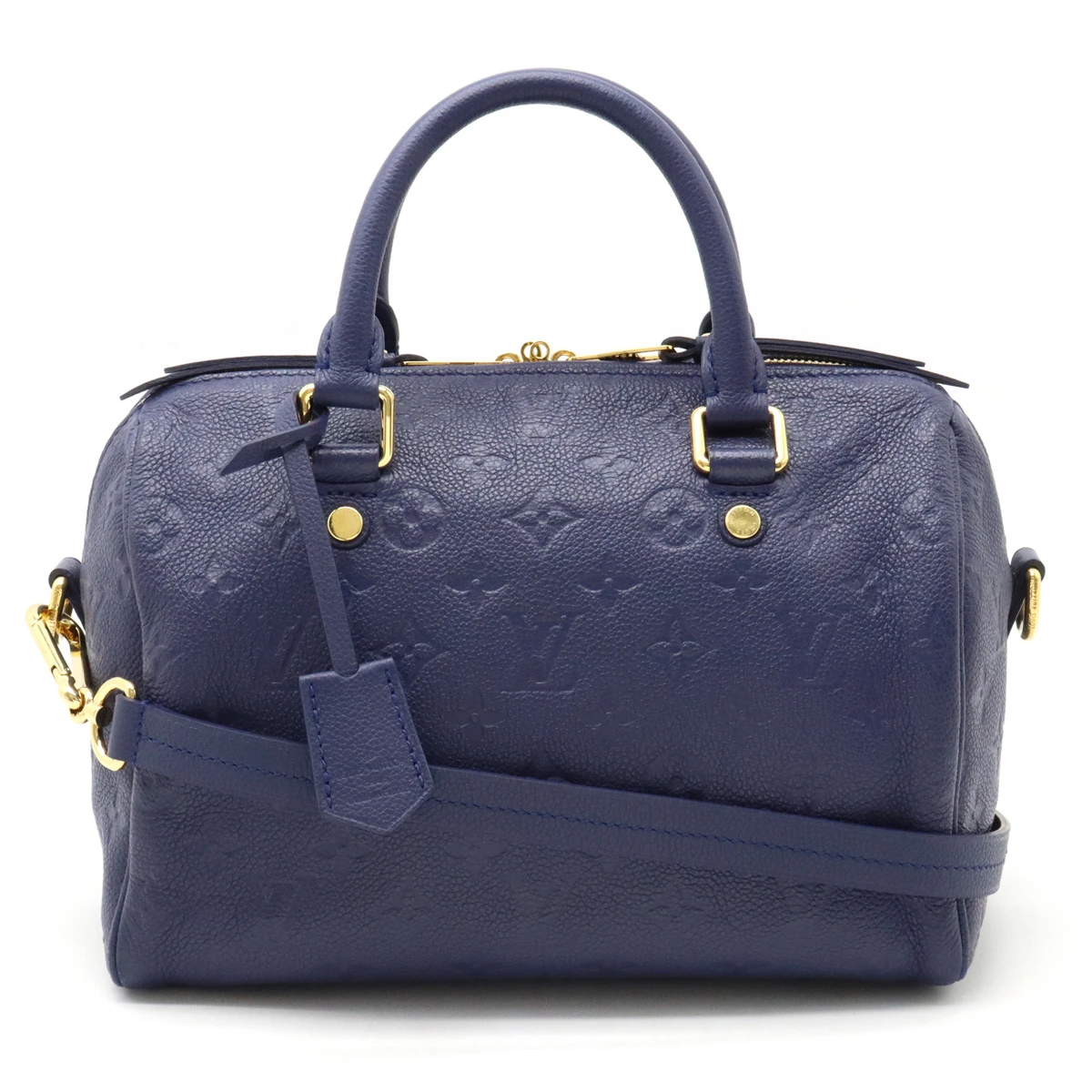 Louis Vuitton Navy Blue Monogram Empreinte Speedy Bandouliere 25 Satchel Bag