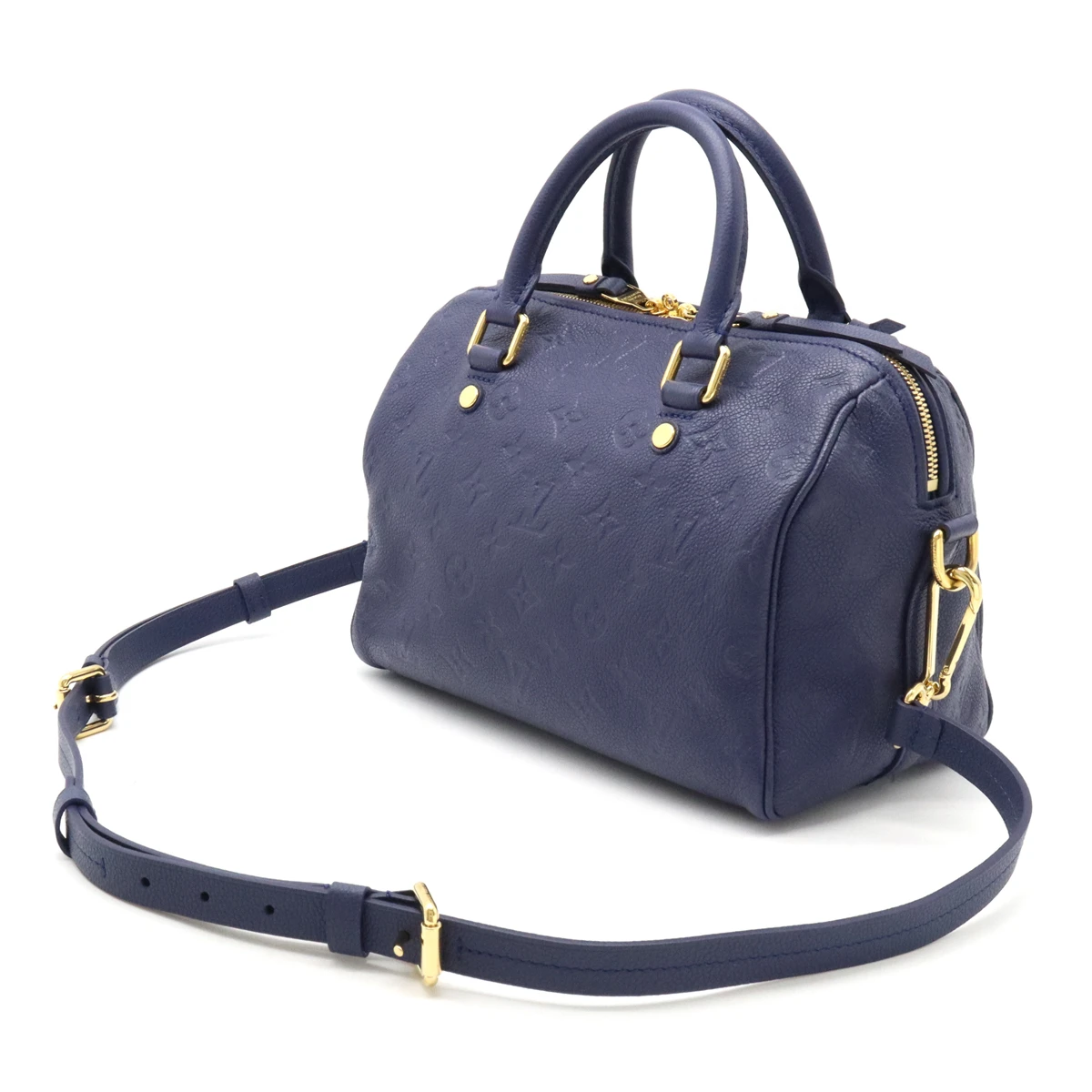 Louis Vuitton Navy Blue Monogram Empreinte Speedy Bandouliere 25 Satchel Bag