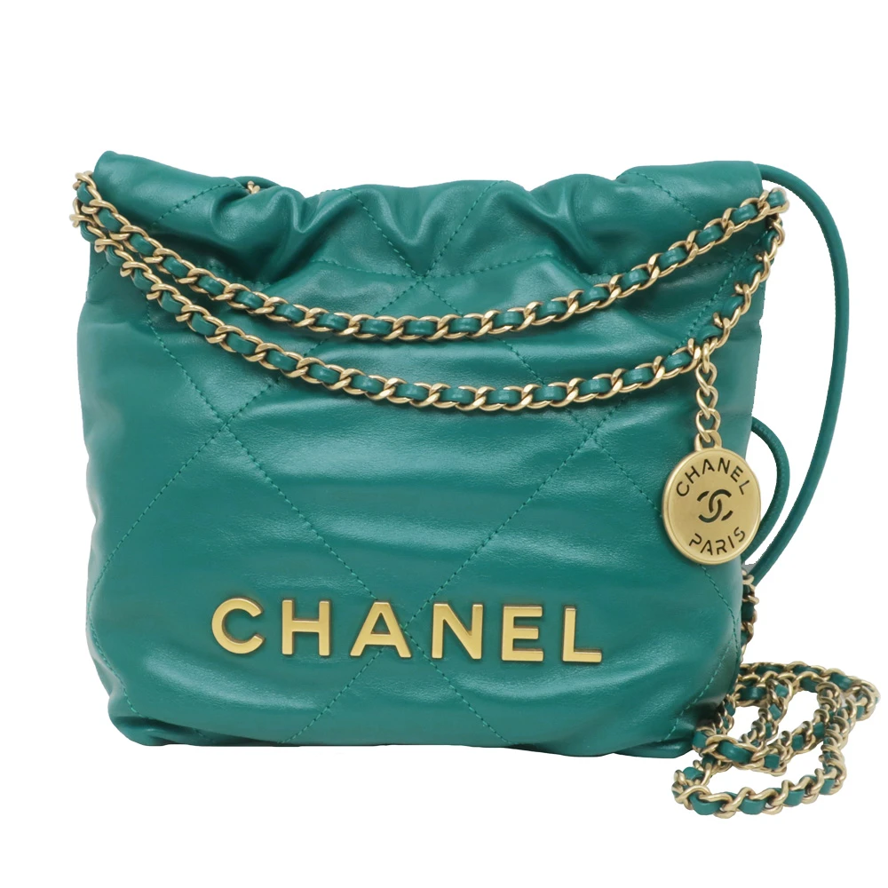 Chanel Green Calfskin Leather Mini 22 Hobo Bag
