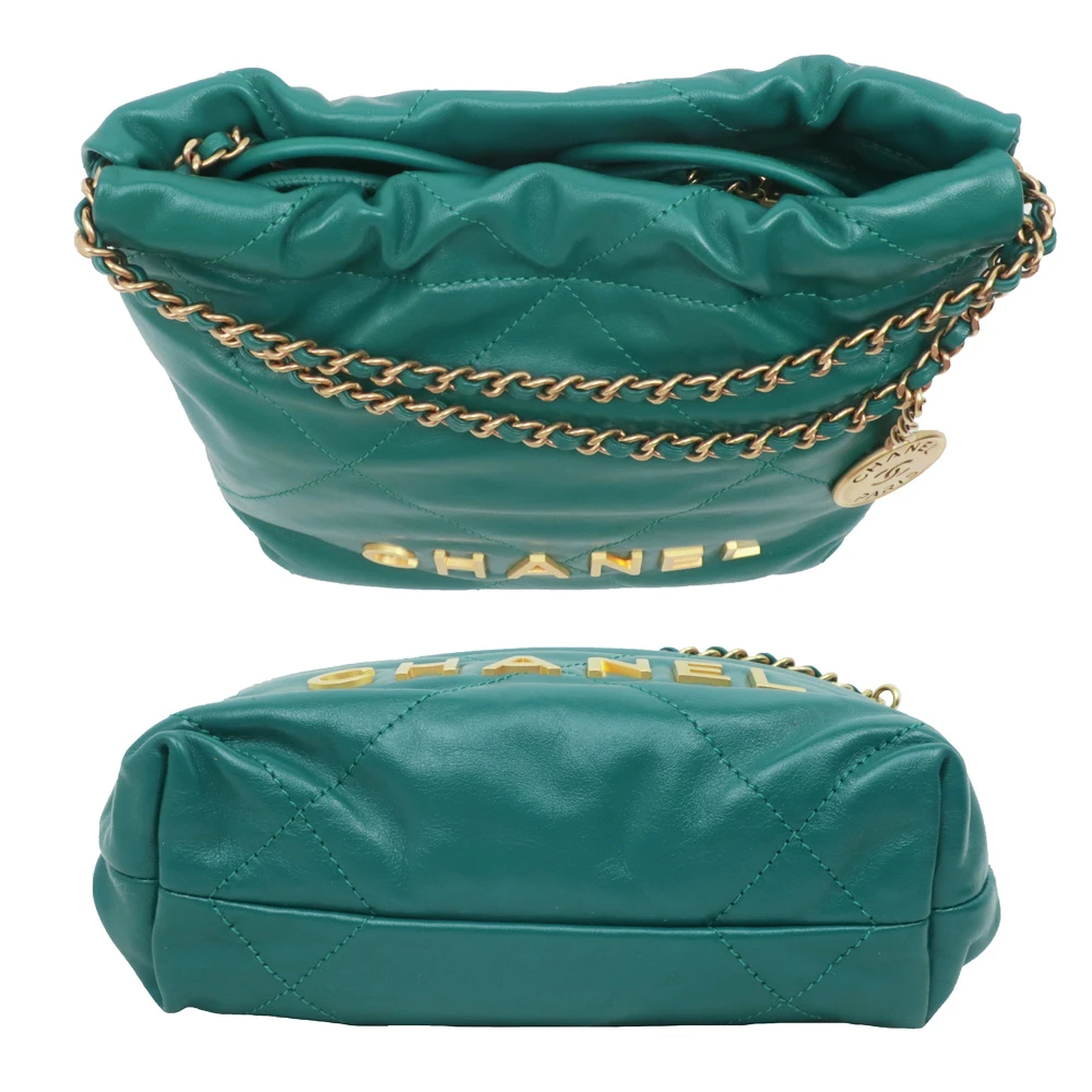 Chanel Green Calfskin Leather Mini 22 Hobo Bag