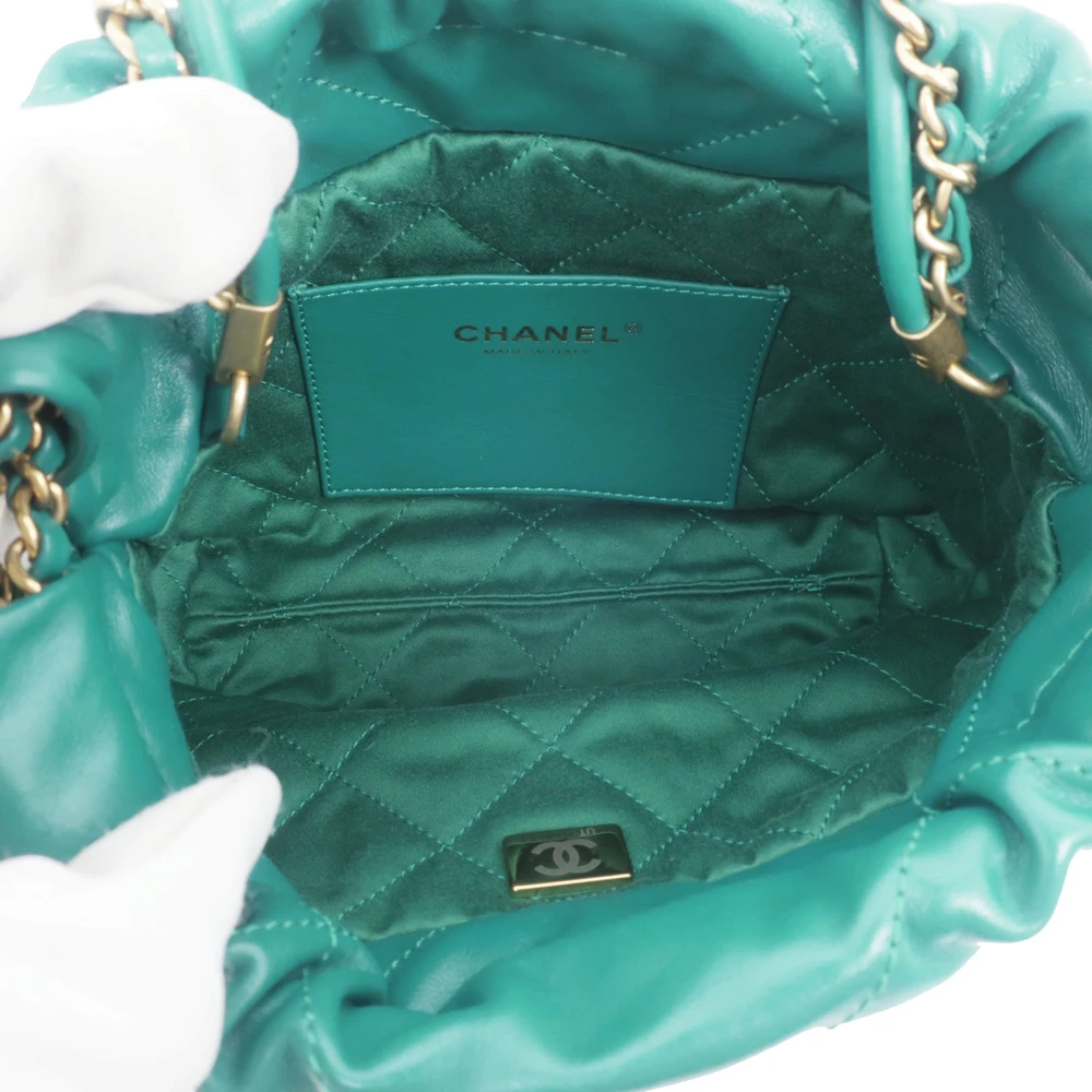 Chanel Green Calfskin Leather Mini 22 Hobo Bag