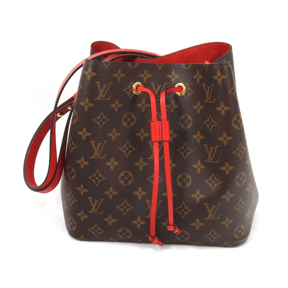 Louis Vuitton Red/Brown NeoNoe Handbag Monogram Canvas MM Bucket Bag