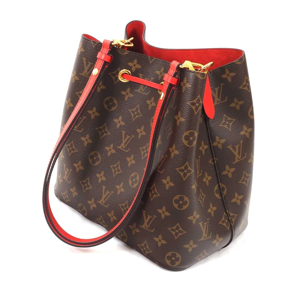 Louis Vuitton Red/Brown NeoNoe Handbag Monogram Canvas MM Bucket Bag