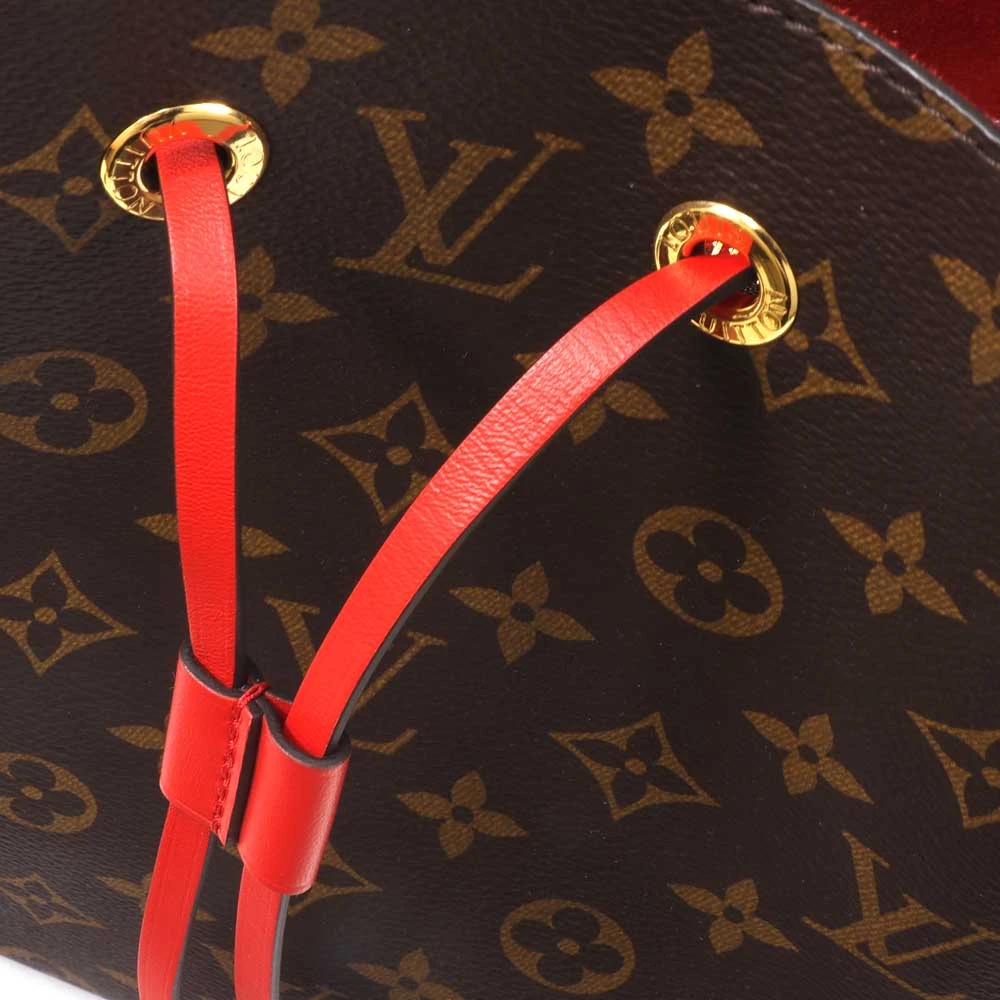 Louis Vuitton Red/Brown NeoNoe Handbag Monogram Canvas MM Bucket Bag