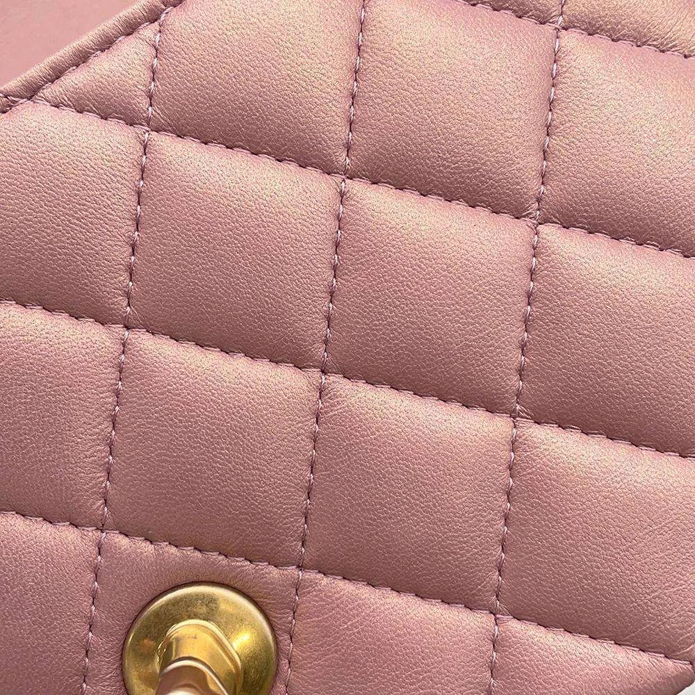 Chanel Metallic Pink Lambskin Leather Mini Top Handle Bag