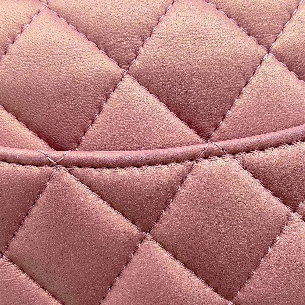 Chanel Metallic Pink Lambskin Leather Mini Top Handle Bag