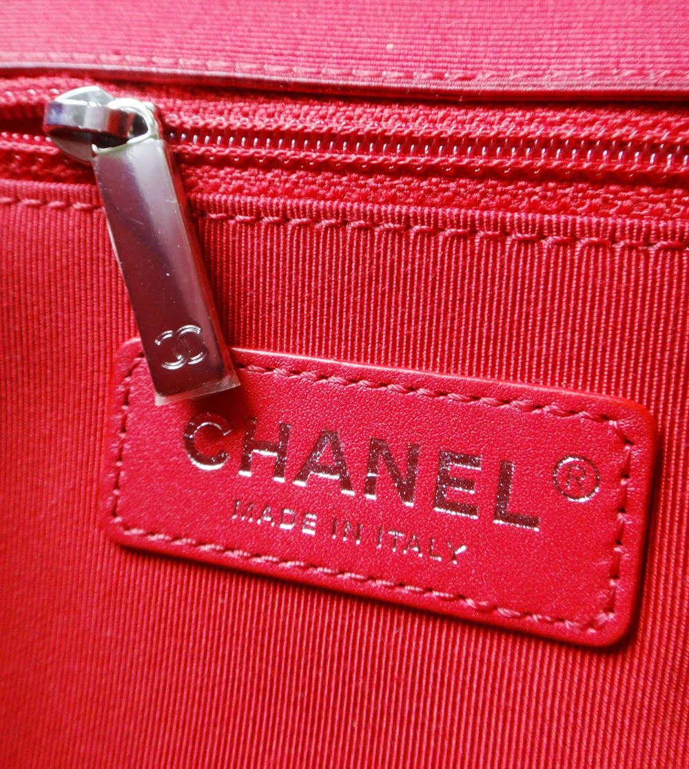 Chanel Red CC Quilted Grosgrain -Trimmed Bag