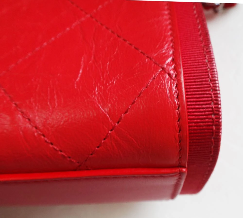 Chanel Red CC Quilted Grosgrain -Trimmed Bag