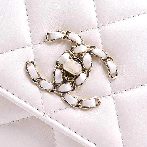 Chanel White Lambskin Leather CC Trendy Top Handle Bag