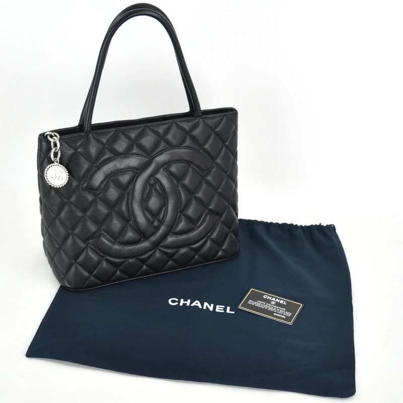 Chanel Black Caviar Medallion Tote Bag