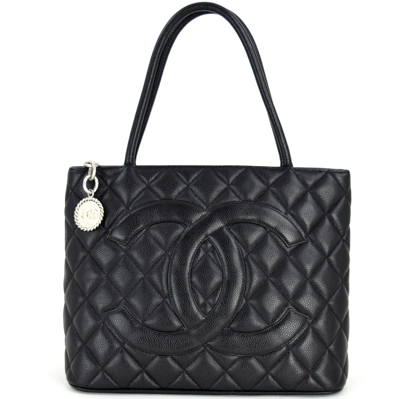 Chanel Black Caviar Medallion Tote Bag